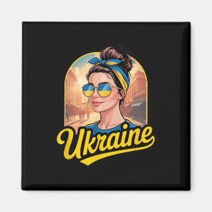 Oekraïne Retro Stijl Vrouw Grafisch Cultureel Eerb Magneet