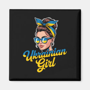 Oekraïne Retro Stijl Vrouw Grafisch Cultureel Trot Magneet