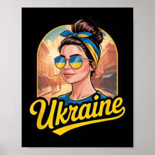 Oekraïne Retro Stijl Vrouw Grafisch Cultureel Trot Poster