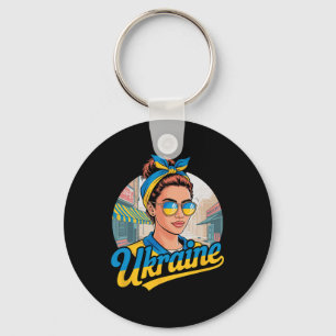 Oekraïne Retro Stijl Vrouw Grafisch Cultureel Trot Sleutelhanger