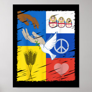Oekraïne Rusland Peace Dove Intercultureel vriends Poster