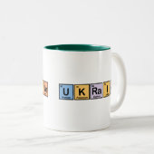 Oekraïne, samengesteld uit elementen tweekleurige koffiemok (Voorkant rechts)
