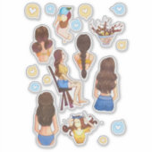 Oekraïne schattige meisjes stickers blauw en geel (Voorkant)