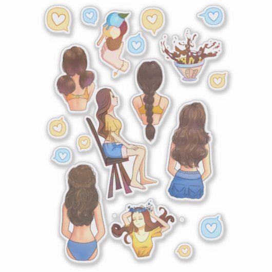 Oekraïne schattige meisjes stickers blauw en geel (Voorkant)
