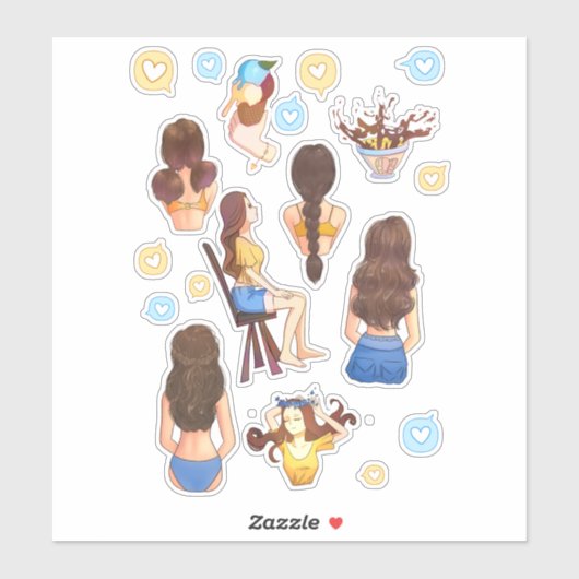 Oekraïne schattige meisjes stickers blauw en geel (Vel)