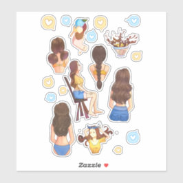 Oekraïne schattige meisjesstickers blauw en geel sticker