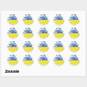 Oekraïne scheurt vlag klassieke ronde Sticker (Vel)