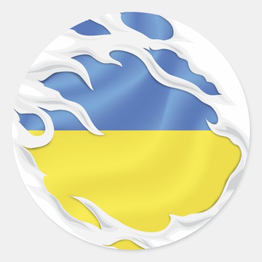 Oekraïne scheurt vlag klassieke ronde Sticker (Voorkant)