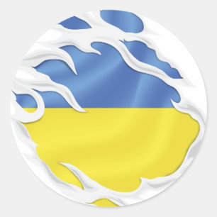 Oekraïne scheurt vlag klassieke ronde Sticker