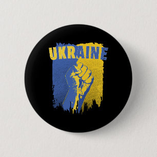 Oekraïne Shirt Oekraïense Vlag Vuist Patriottisch Ronde Button 5,7 Cm