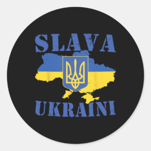 Oekraïne Shirt Slava Ukraini Oekraïense Vlag Tride Ronde Sticker
