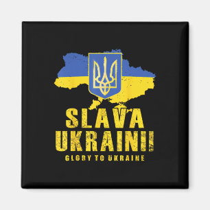 Oekraïne Slava Ukraini Tryzub Eer aan Oekraïne Vla Magneet