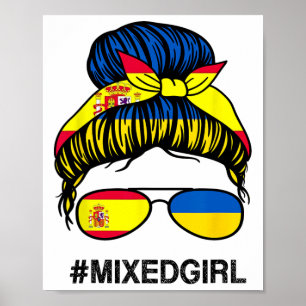 Oekraïne Spanje Vlag Oekraïense Spaanse Rommelige  Poster