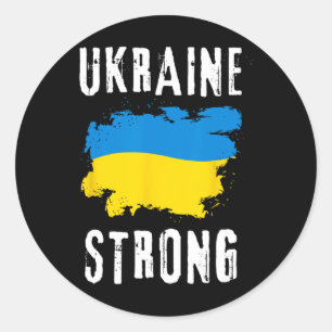 Oekraïne Sterke Oekraïense Vlag Trots Vintage Mann Ronde Sticker