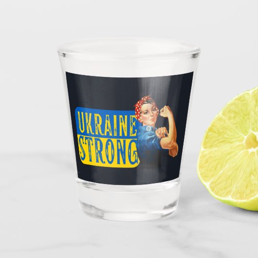 Oekraïne Sterke Rosie de Riveter Shot Glas (Voorkant)