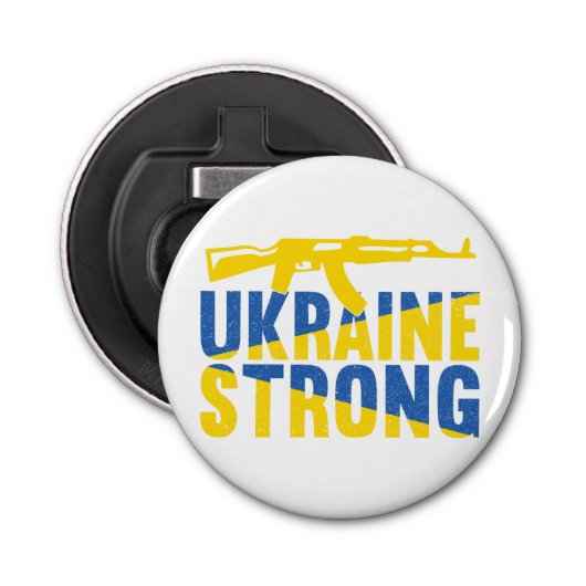 Oekraïne Sterke steun voor Oekraïne Button Flesopener (Voorkant)