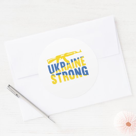 Oekraïne Sterke steun voor Oekraïne Ronde Sticker (Envelop)