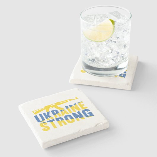 Oekraïne Sterke steun voor Oekraïne Stenen Onderzetter (Zijkant)