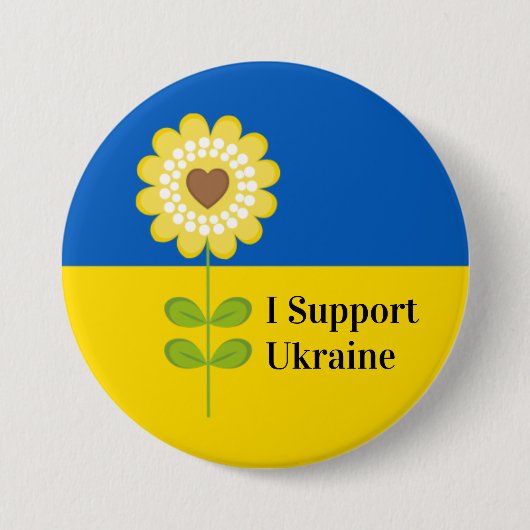  oekraïne steun zonnebloem ronde button 7,6 cm (Voorkant)