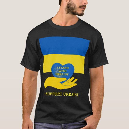 Oekraïne steunt de vlag en het hart van Oekraïne T-shirt (Voorkant)