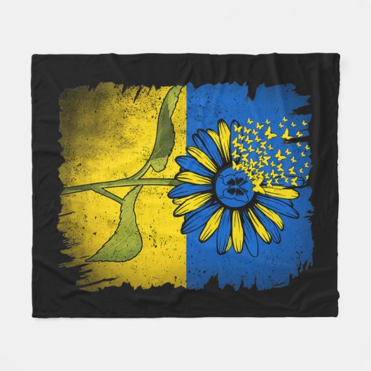  Oekraïne - Sunflower Butterfly Oekraïne Fleece Deken (Voorkant (Horizontaal))
