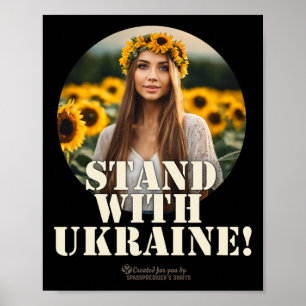 Oekraïne supporter ontwerp meisje veld zonnebloeme poster