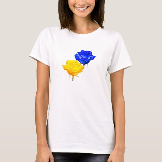 Oekraïne T-shirt Oekraïense vlag kleuren Rozen (Voorkant)