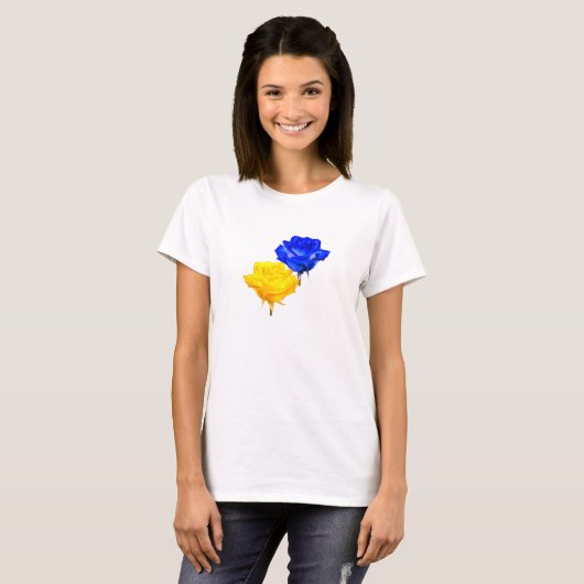 Oekraïne T-shirt Oekraïense vlag kleuren Rozen (Voorkant volledig)