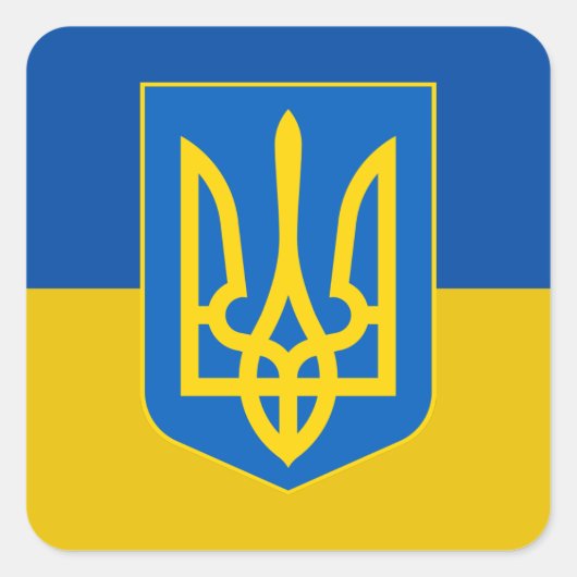Oekraïne Trident Flag Vierkante Sticker (Voorkant)