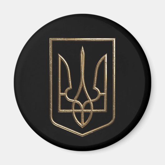 Oekraïne Trident Gyrfalcon Crest gouden deuk Magneet (Voorkant)