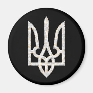 Oekraïne Trident Gyrfalcon Crest marmer goud Magneet