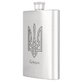 Oekraïne Trident in zilver op stalen heupfles (Links)