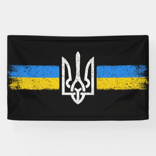 Oekraïne Trident - Oekraïne vlag symbool Spandoek (Horizontaal)