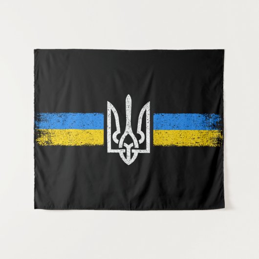 Oekraïne Trident - Oekraïne vlag symbool Wandkleed (Voorkant (horizontaal))