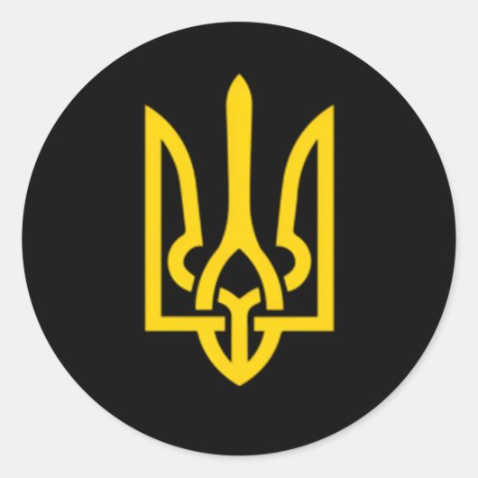 Oekraïne Trident Symbol Middle Oekraïense Zelensky Ronde Sticker (Voorkant)