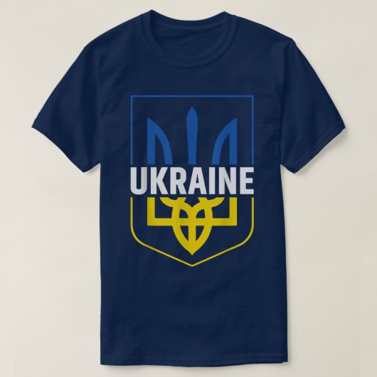 Oekraïne Trident T Pride Coat of Arms Ukraine try T-shirt (Design voorkant)