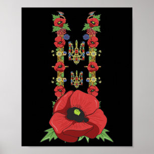 Oekraïne Trysub Rode Klaprozen Schattige Vintage O Poster