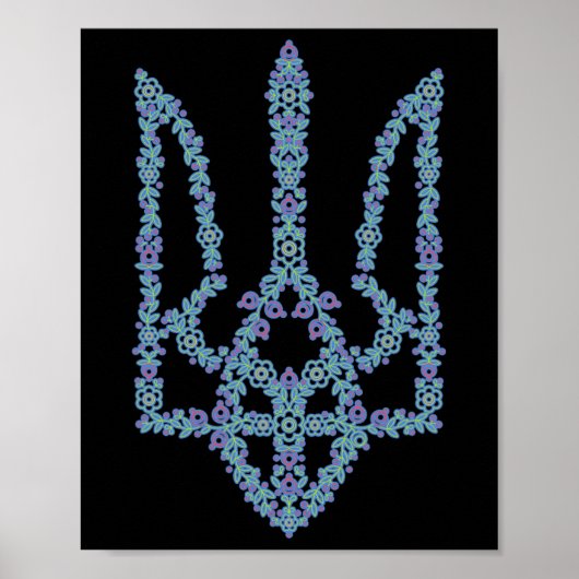 Oekraïne Tryzub Oekraïense Bloem Mode Drie-eenheid Poster (Voorkant)