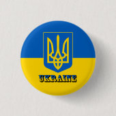 Oekraïne, Tryzub, Oekraïense vlag/wapenschild Ronde Button 3,2 Cm (Voorkant)
