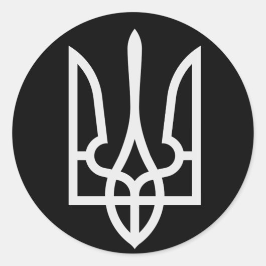 Oekraïne Tryzub Ronde Sticker (Voorkant)