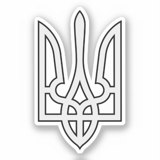 Oekraïne Tryzub wit Sticker (Voorkant)