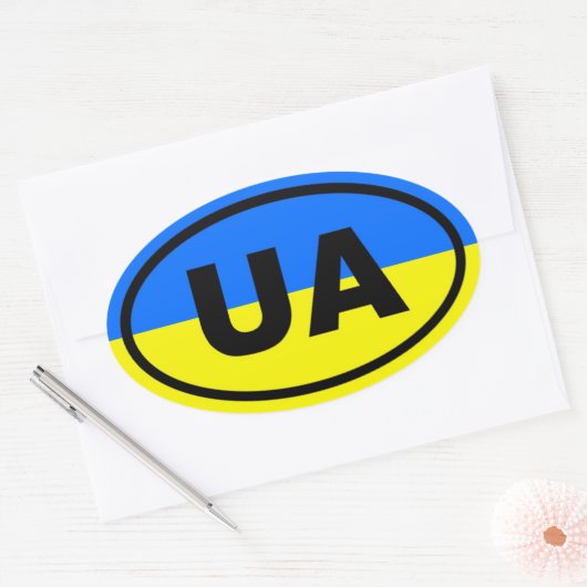 Oekraïne UA Europees Ovale Sticker (Envelop)