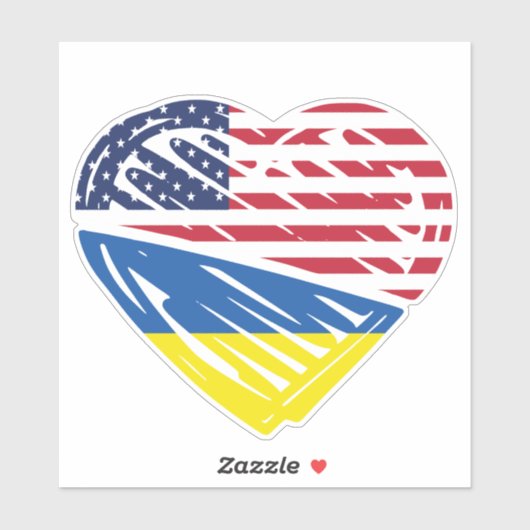Oekraïne Verenigde Staten Amerikaanse vlag Heart S Sticker (Vel)