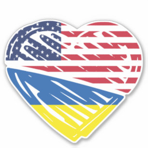 Oekraïne Verenigde Staten Amerikaanse vlag Heart S Sticker
