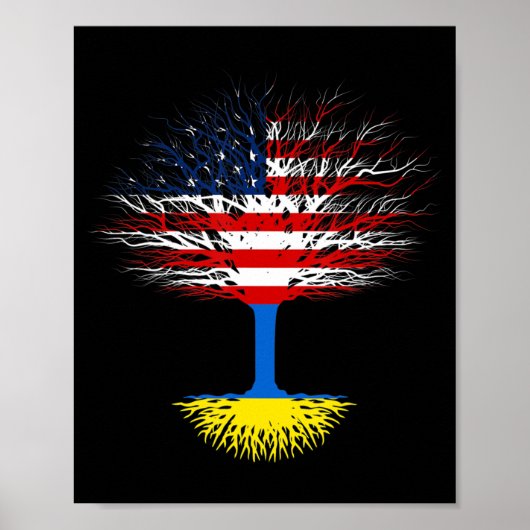 Oekraïne Verenigde Staten Amerikaanse vlag Oekraïn Poster (Voorkant)