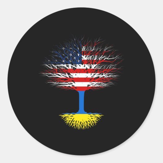 Oekraïne Verenigde Staten Amerikaanse vlag Oekraïn Ronde Sticker (Voorkant)