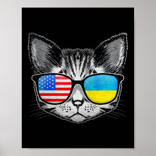 Oekraïne Verenigde Staten Vlag Roots Cat Oekraïens Poster
