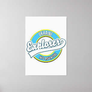Oekraïne verkenner in avontuurlijke logo. canvas afdruk
