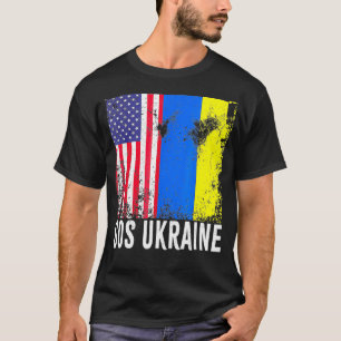 Oekraïne Vlag Amerikaanse vlag steun Oekraïne Kaar T-shirt