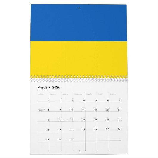Oekraïne vlag blauw en geel patriottisch modern kalender (Mar 2026)